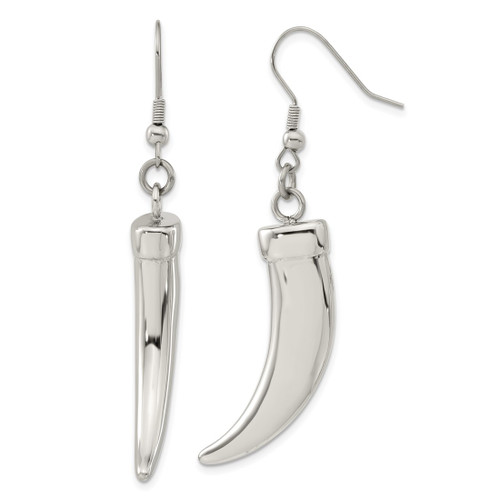 Stainless Steel Polished Claw Shepherd Hook Dangle French Wire Earrings, 61 mm