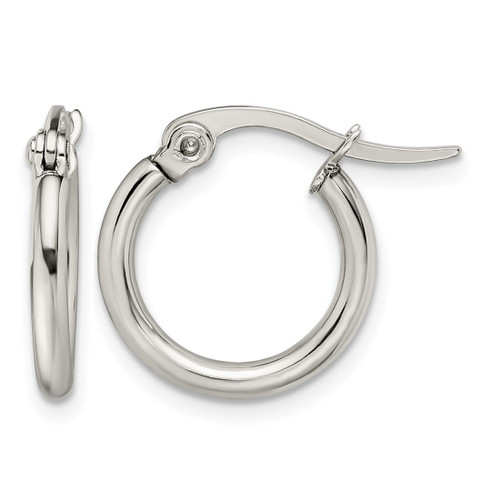 Chisel Stainless Steel Polished 15.5 mm Diameter 2 mm Hoop Earrings, 15 mm Long