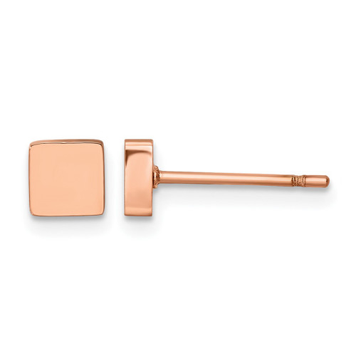 Chisel Stainless Steel Polished Rose Ion-Plated Square Stud Earrings, 4.84 mm