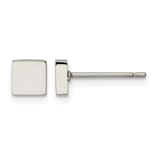 Chisel Stainless Steel Polished Square Stud Earrings, 4.9 mm