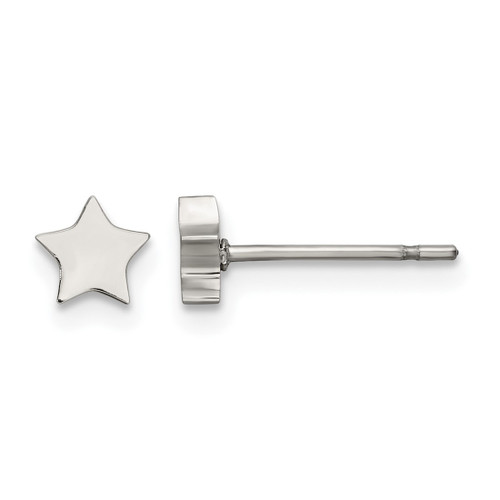 Chisel Stainless Steel Polished Star Stud Earrings, 4.72 mm
