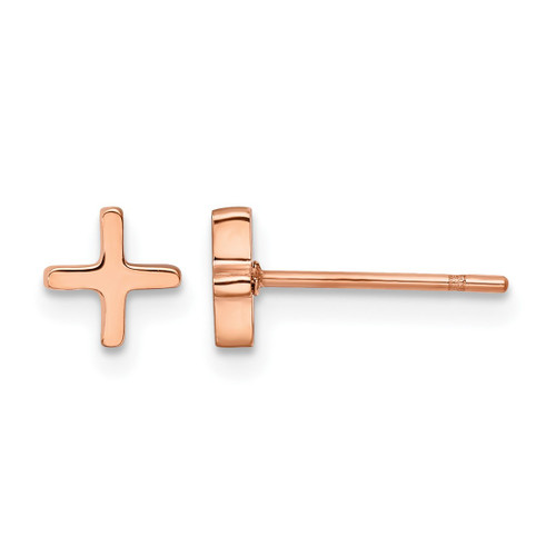 Chisel Stainless Steel Polished Rose Ion-Plated X Stud Earrings, 6.12 mm