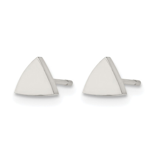 Stainless Steel Polished Triangle Stud Earrings - View 2
