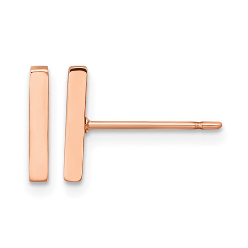 Chisel Stainless Steel Polished Rose Ion-Plated Bar Stud Earrings, 9.86 mm