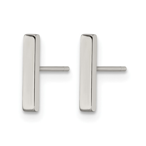 Chisel Stainless Steel Polished Bar Stud Earrings, 10 mm - View 2