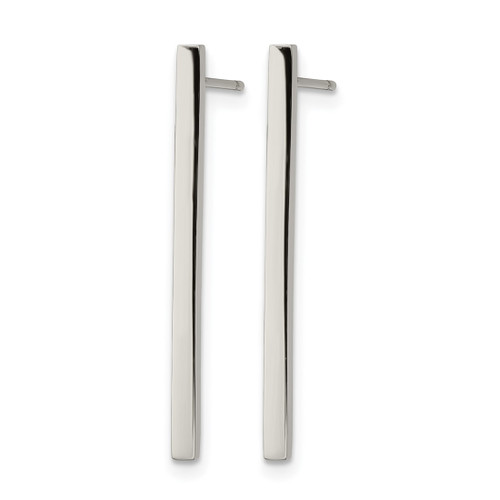 Chisel Stainless Steel Polished Bar Post Drop Earrings, 30 mm - View 2