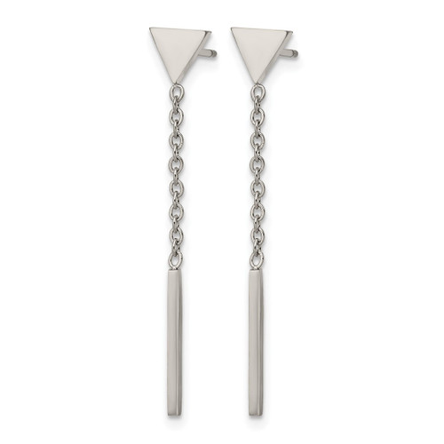 Chisel Stainless Steel Polished Dangle Bar Triangle Post Drop Earrings, 35 mm - View 2