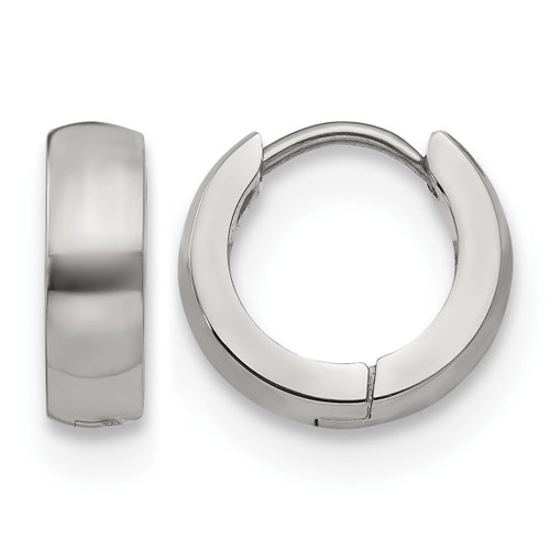 Chisel Stainless Steel Polished 4 mm Hinged Hoop Earrings, 13 mm Long