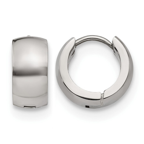 Chisel Stainless Steel Polished 6 mm Hinged Hoop Earrings, 13 mm Long