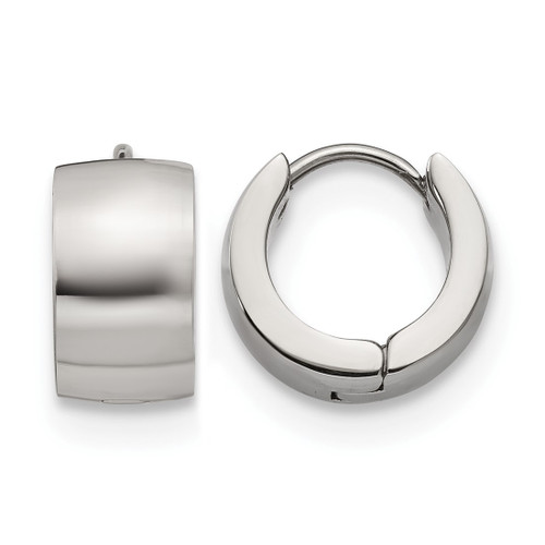 Chisel Stainless Steel Polished 7 mm Hinged Hoop Earrings, 13 mm Long