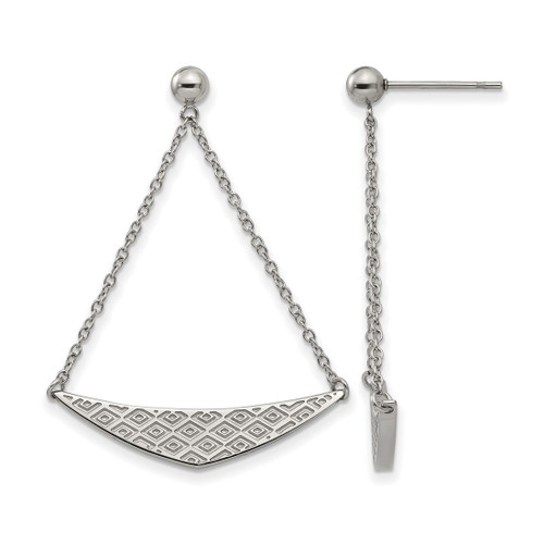 Stainless Steel Polished Post Dangle Earrings, 41.06 mm