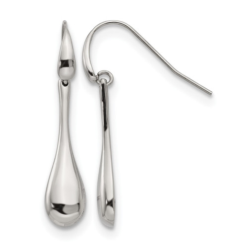 Stainless Steel Polished Dangle Shepherd Hook Drop French Wire Earrings, 34.39 mm