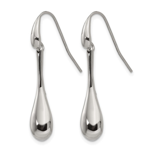 Stainless Steel Polished Dangle Shepherd Hook Drop French Wire Earrings, 34.39 mm - View 2