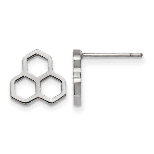 Chisel Stainless Steel Polished Honeycomb Stud Earrings, 9.93 mm