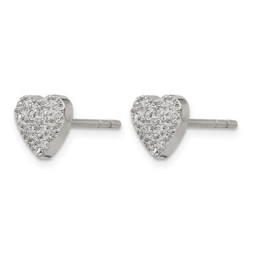 Chisel Stainless Steel Polished with Cubic Zirconia Heart Stud Earrings, 7.5 mm - View 2