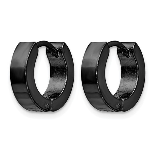 Chisel Stainless Steel Polished Black Ion-Plated 4 mm Hinged Hoop Earrings, 12 mm Long - View 2