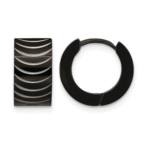 Chisel Stainless Steel Polished Black Ion-Plated 7 mm Hinged Hoop Earrings, 13 mm Long
