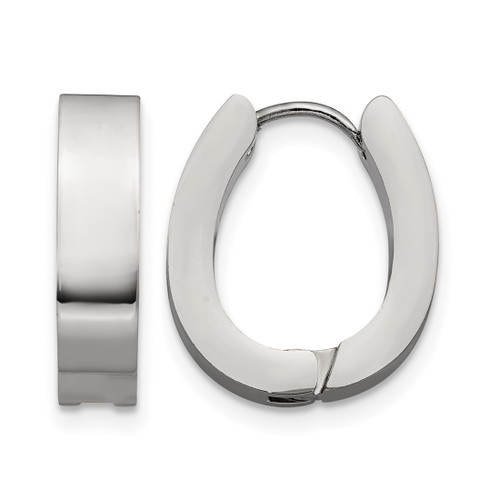Chisel Stainless Steel Polished 4 mm Hinged Hoop Earrings, 15 mm Long