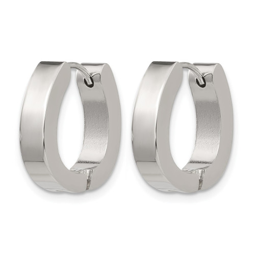 Chisel Stainless Steel Polished 4 mm Hinged Hoop Earrings, 15 mm Long - View 2