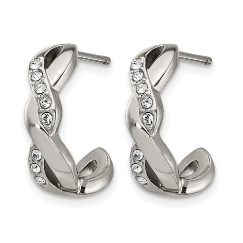Chisel Stainless Steel Polished with Crystals Post Hoop Earrings, 15.6 mm - View 2