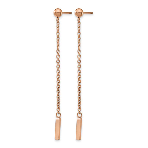 Chisel Stainless Steel Polished Rose Ion-Plated Bar Post Dangle Earrings, 57.2 mm - View 2
