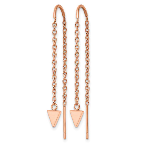 Chisel Stainless Steel Polished Rose Ion-Plated Triangle Threader Dangle Earrings, 46.9 mm - View 2