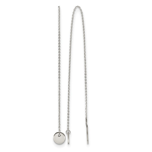 Chisel Stainless Steel Polished Disc Dangle Threader Drop Earrings, 165.8 mm
