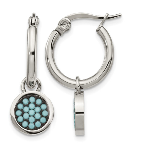 Chisel Stainless Steel Polished with Preciosa Crystal Circle Dangle Hoop Earrings, 24.7 mm
