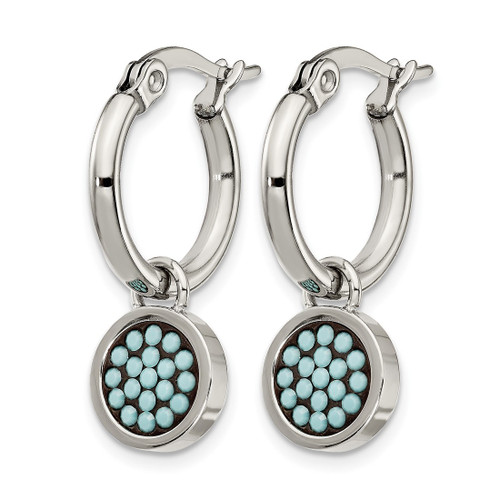 Chisel Stainless Steel Polished with Preciosa Crystal Circle Dangle Hoop Earrings, 24.7 mm - View 2