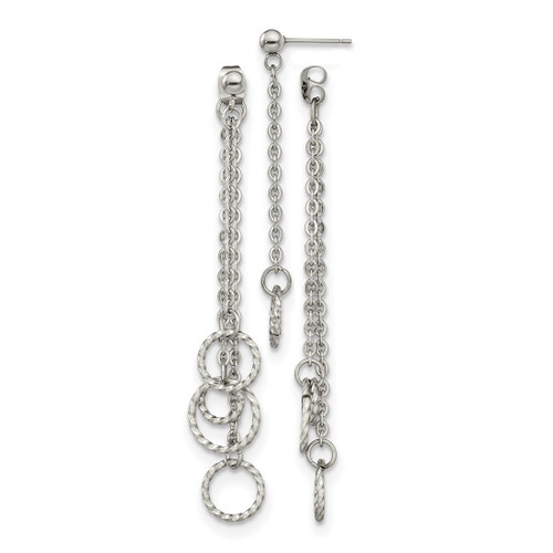 Chisel Stainless Steel Polished Multi Circles Front and Back Post Dangle Earrings, 69 mm