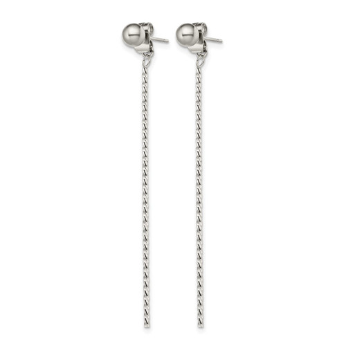 Chisel Stainless Steel Polished Bar Front and Back Post Dangle Earrings, 62 mm - View 2