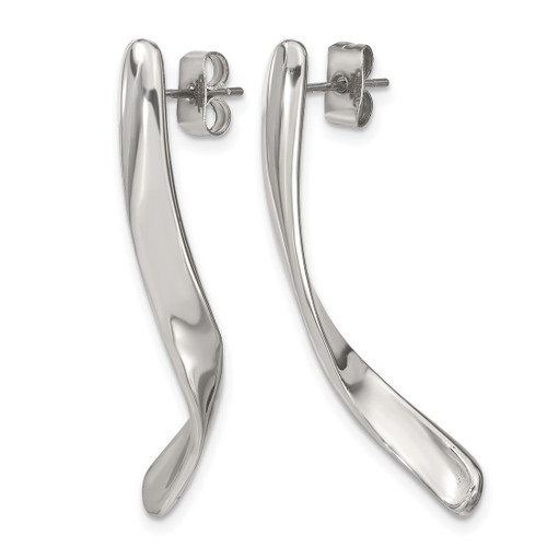Chisel Stainless Steel Polished Twisted Post Drop Earrings, 37 mm - View 2