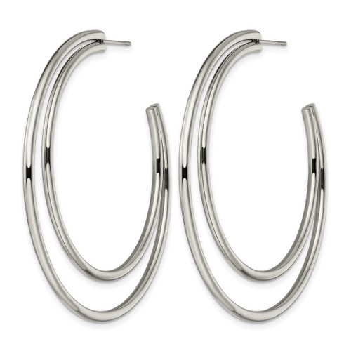 Chisel Stainless Steel Polished Post Hoop Earrings, 54.5 mm - View 2