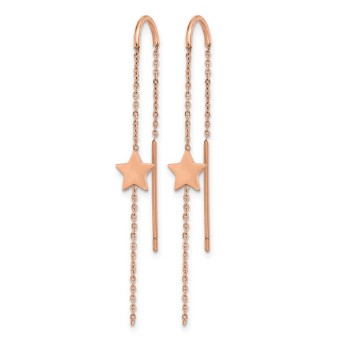 Chisel Stainless Steel Polished Rose Ion-Plated Star Threader Drop Earrings, 50 mm - View 2
