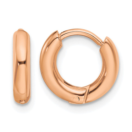 Chisel Stainless Steel Polished Rose Ion-Plated 2.5 mm Hinged Hoop Earrings, 11 mm Long
