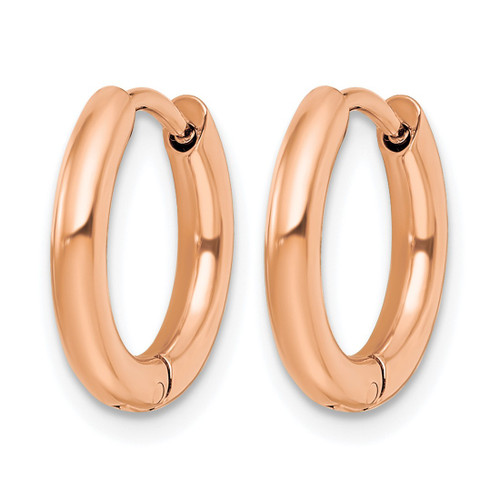 Chisel Stainless Steel Polished Rose Ion-Plated 2.5 mm Hinged Hoop Earrings, 14 mm Long - View 2