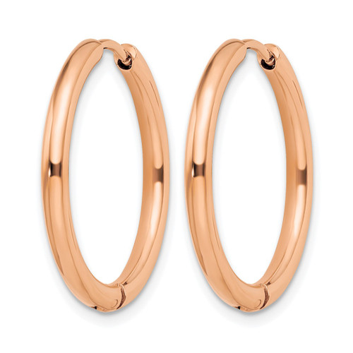 Chisel Stainless Steel Polished Rose Ion-Plated 2.5 mm Hinged Hoop Earrings, 24.5 mm Long - View 2