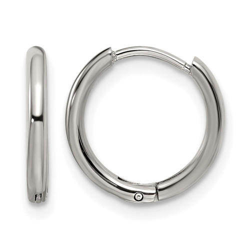Chisel Stainless Steel Polished 1.6 mm Hinged Hoop Earrings, 13 mm Long