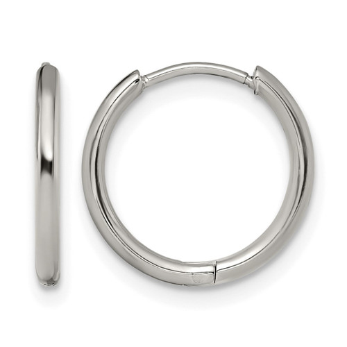 Chisel Stainless Steel Polished 1.6 mm Hinged Hoop Earrings, 15 mm Long
