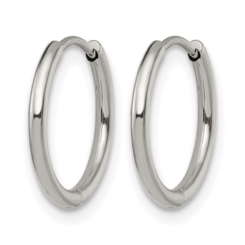 Chisel Stainless Steel Polished 1.6 mm Hinged Hoop Earrings, 15 mm Long - View 2