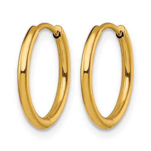 Chisel Stainless Steel Polished Yellow Ion-Plated 1.6 mm Hinged Hoop Earrings, 14.5 mm Long - View 2
