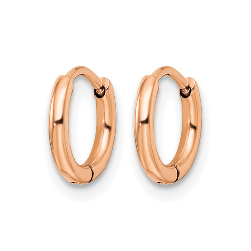 Chisel Stainless Steel Polished Rose Ion-Plated 1.6 mm Hinged Hoop Earrings, 9 mm Long - View 2