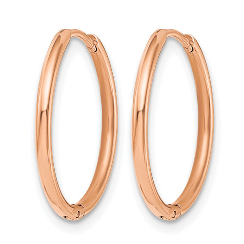 Chisel Stainless Steel Polished Rose Ion-Plated 1.6 mm Hinged Hoop Earrings, 19 mm Long - View 2
