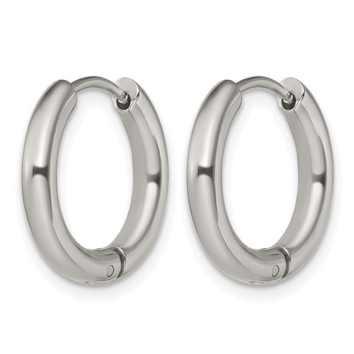 Chisel Stainless Steel Polished 3 mm Hinged Hoop Earrings, 16.5 mm Long - View 2