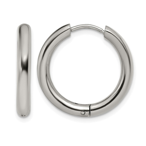 Chisel Stainless Steel Polished 3 mm Hinged Hoop Earrings, 21 mm Long