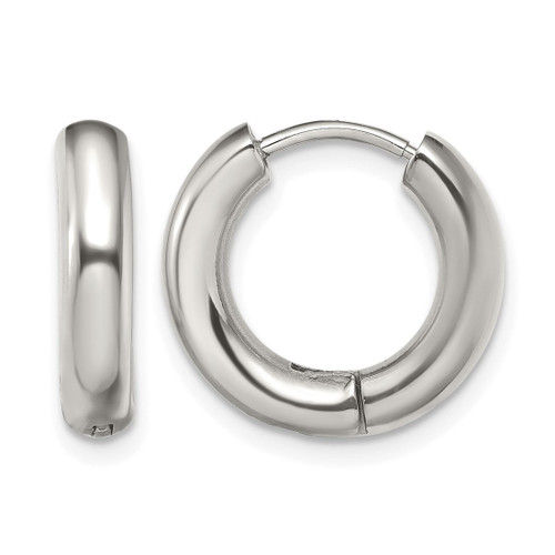 Chisel Stainless Steel Polished 3.5 mm Hinged Hoop Earrings, 15.5 mm Long