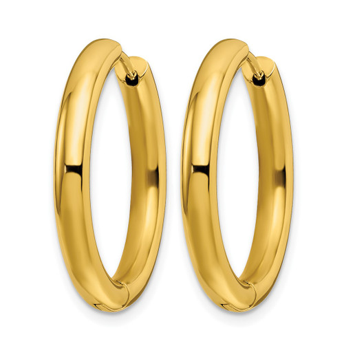 Chisel Stainless Steel Polished Yellow Ion-Plated 3.5 mm Hinged Hoop Earrings, 26 mm Long - View 2