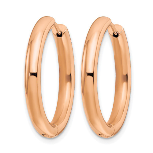 Chisel Stainless Steel Polished Rose Ion-Plated 3.5 mm Hinged Hoop Earrings, 25.5 mm Long - View 2