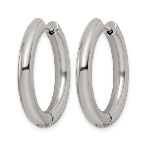 Chisel Stainless Steel Polished 4 mm Hinged Hoop Earrings, 26.5 mm Long - View 2