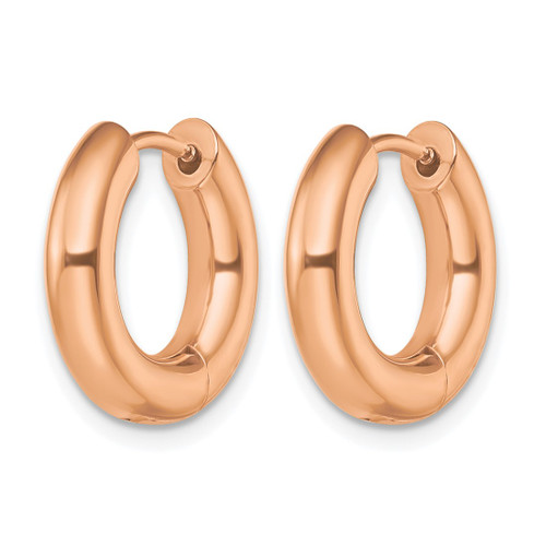 Chisel Stainless Steel Polished Rose Ion-Plated 4 mm Hinged Hoop Earrings, 17 mm Long - View 2